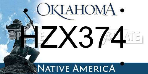 HZX374 Oklahoma License Plate