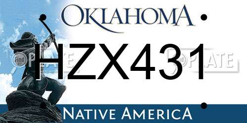 HZX431 Oklahoma License Plate