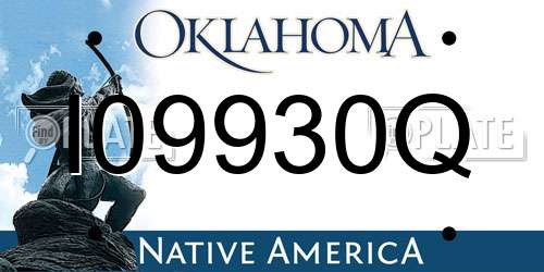 I09930Q Oklahoma License Plate