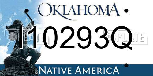 I10293Q Oklahoma License Plate
