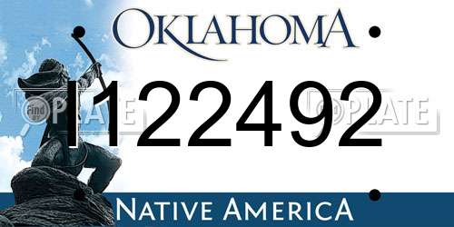 I122492 Oklahoma License Plate