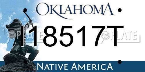 I18517T Oklahoma License Plate