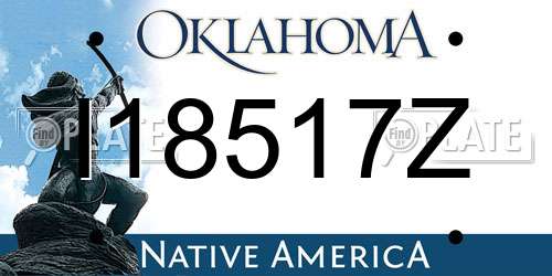 I18517Z Oklahoma License Plate