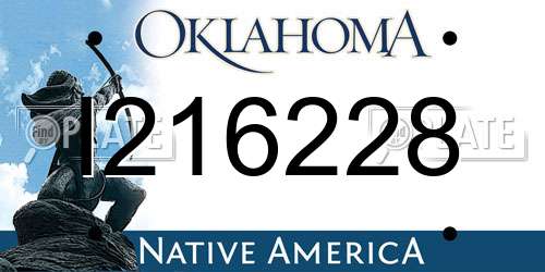 I216228 Oklahoma License Plate
