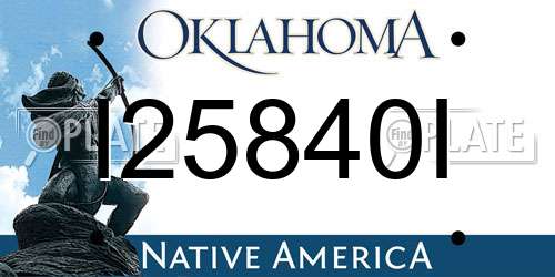 I25840I Oklahoma License Plate