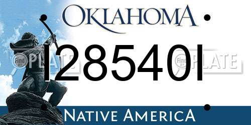 I28540I Oklahoma License Plate