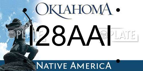 I28AAI Oklahoma License Plate