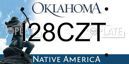 I28CZT Oklahoma License Plate