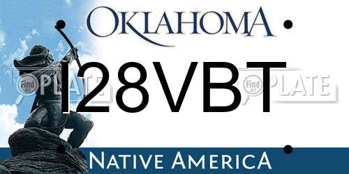 I28VBT Oklahoma License Plate