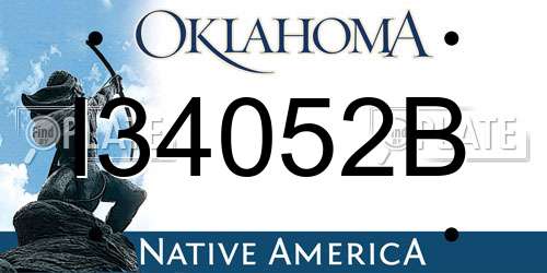 I34052B Oklahoma License Plate