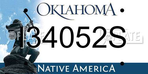 I34052S Oklahoma License Plate