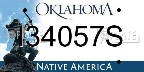 I34057S Oklahoma License Plate
