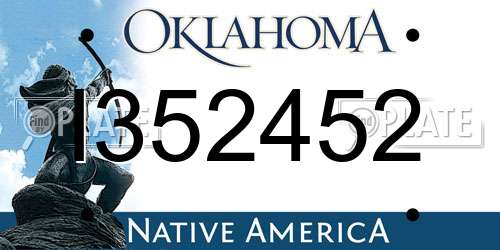 I352452 Oklahoma License Plate