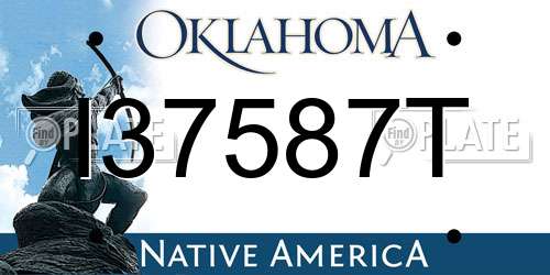 I37587T Oklahoma License Plate