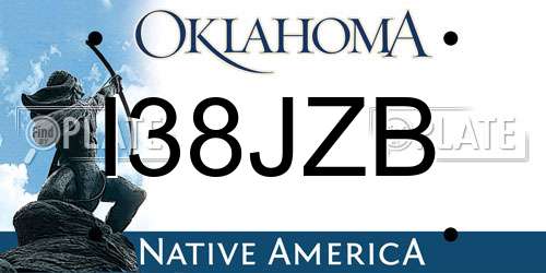 I38JZB Oklahoma License Plate