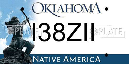 I38ZII Oklahoma License Plate