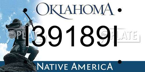 I39189I Oklahoma License Plate