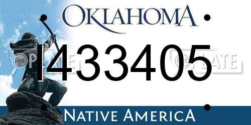 I433405 Oklahoma License Plate