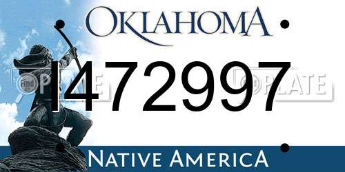 I472997 Oklahoma License Plate