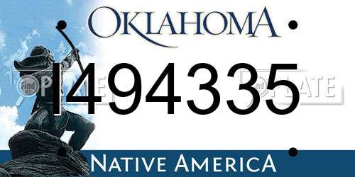 I494335 Oklahoma License Plate