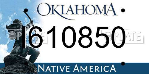 I610850 Oklahoma License Plate