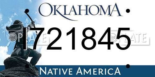 I721845 Oklahoma License Plate