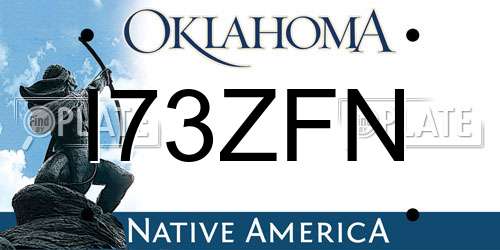 I73ZFN Oklahoma License Plate
