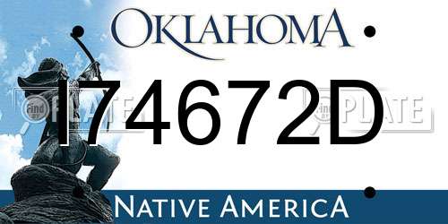 I74672D Oklahoma License Plate