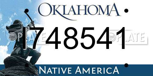 I748541 Oklahoma License Plate