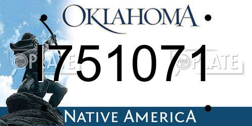 I751071 Oklahoma License Plate