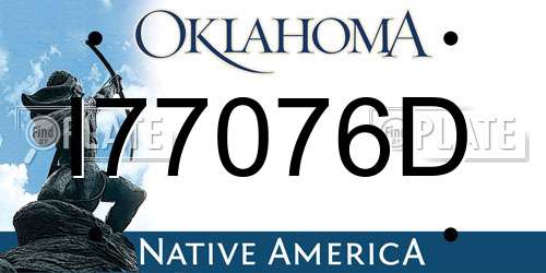 I77076D Oklahoma License Plate