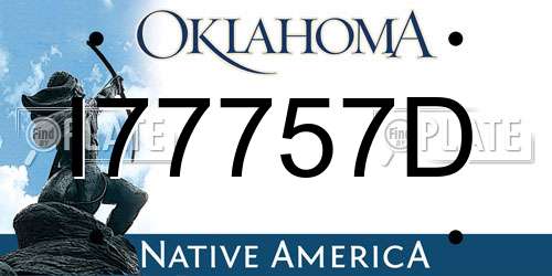 I77757D Oklahoma License Plate