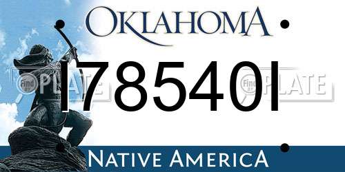 I78540I Oklahoma License Plate