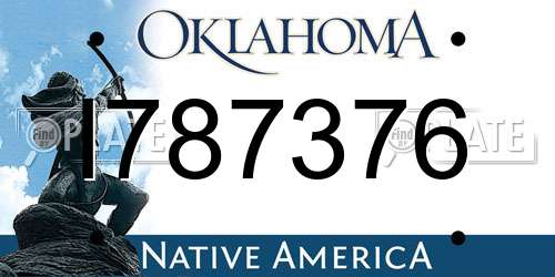 I787376 Oklahoma License Plate
