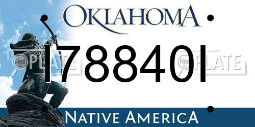 I78840I Oklahoma License Plate