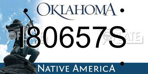 I80657S Oklahoma License Plate