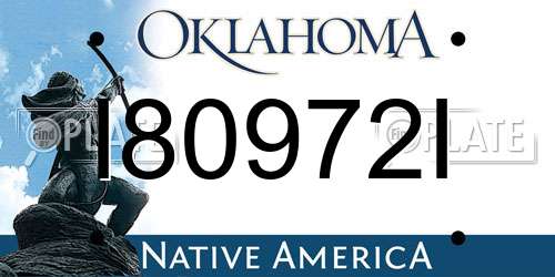 I80972I Oklahoma License Plate