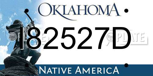 I82527D Oklahoma License Plate