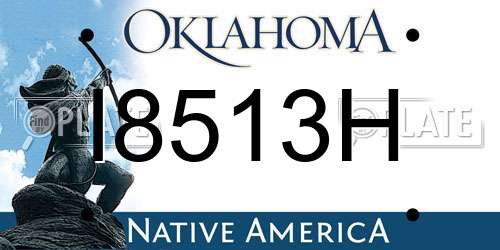 I8513H Oklahoma License Plate