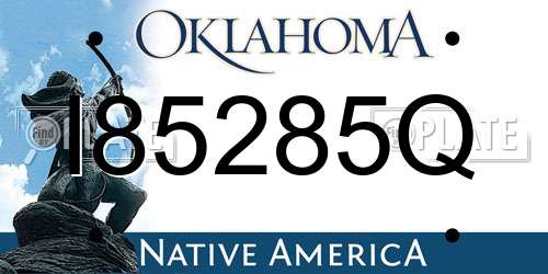 I85285Q Oklahoma License Plate