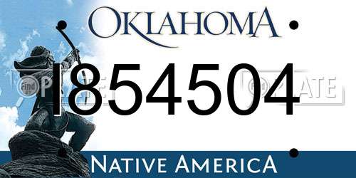 I854504 Oklahoma License Plate