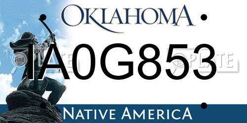 IA0G853 Oklahoma License Plate