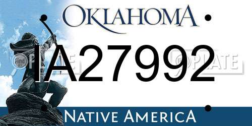 IA27992 Oklahoma License Plate