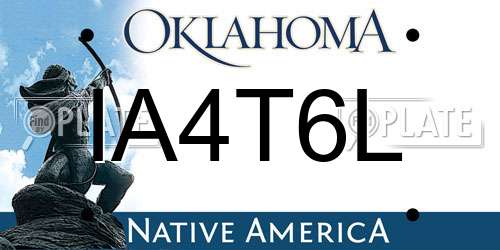 IA4T6L Oklahoma License Plate