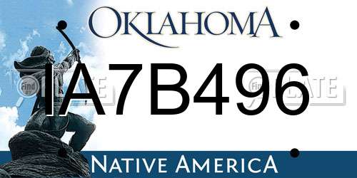 IA7B496 Oklahoma License Plate