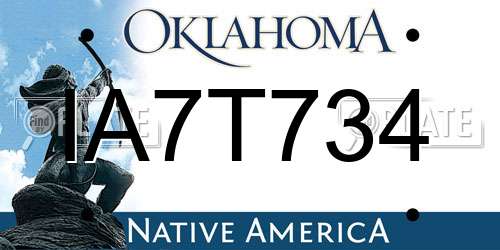 IA7T734 Oklahoma License Plate