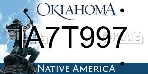 IA7T997 Oklahoma License Plate