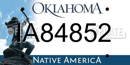 IA84852 Oklahoma License Plate