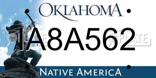 IA8A562 Oklahoma License Plate