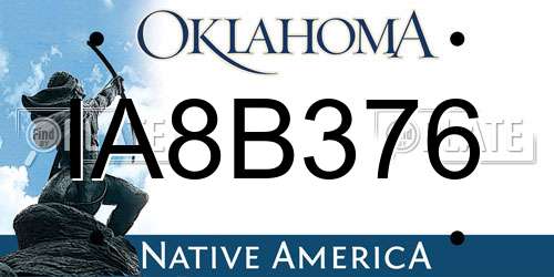IA8B376 Oklahoma License Plate